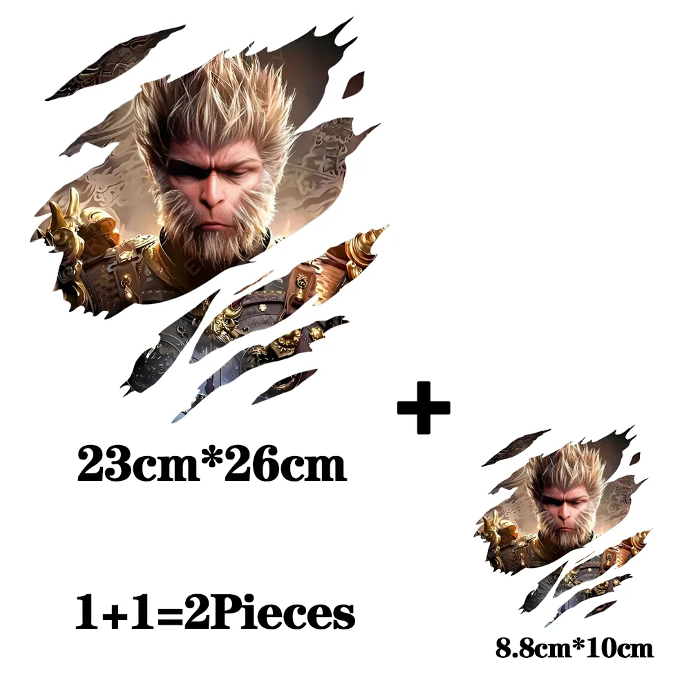 2PCS/Lot Black Myth Wukong Iron On Ironing Thermoadhesive Fusible Patches Heat Thermal Transfer T Shirt Stickers For Clothes DIY image 2