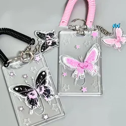 Soporte para sesión fotográfica Y2k de 3 pulgadas, Linda mariposa, soporte para exhibición de fotos, tarjeta de identificación bancaria, tarjeta de autobús, funda protectora colgante, moda DIY