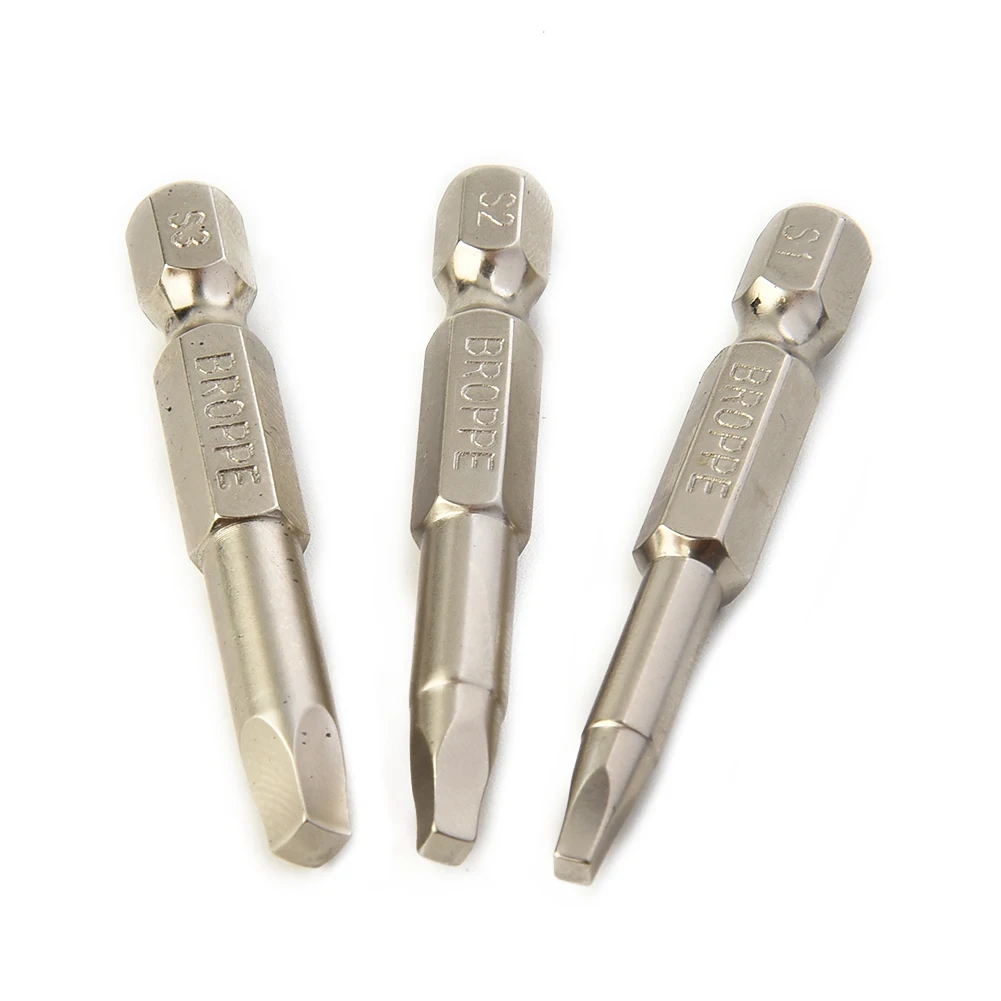 3pcs Set 50mm Electric Driver Bits Hand Tools Screwdriver Drill Bit S1-S2-S3 Magnetic Square Head Screwdriver Bits