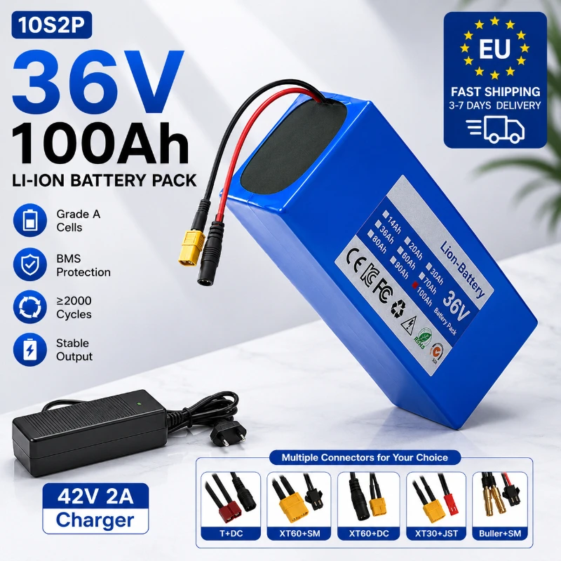 36V 100000mAh 10S2P Elektroroller-Akku Li-Ionen-Akkupack für 500W E-Bike-Roller mit BMS EU Schnelle Lieferung