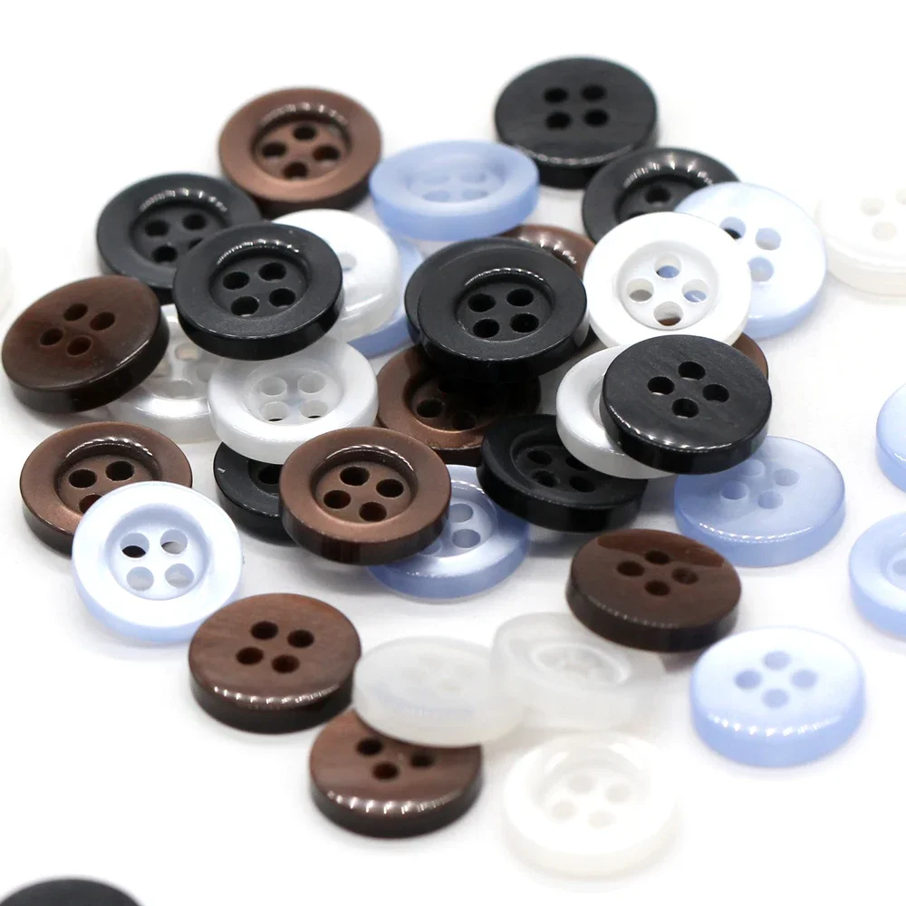 HENGC 4 Holes 9/10/11mm Classical Pearl Light  Resin Buttons for Clothes Uniform Shirt Dress Blouse Handmade Decorations