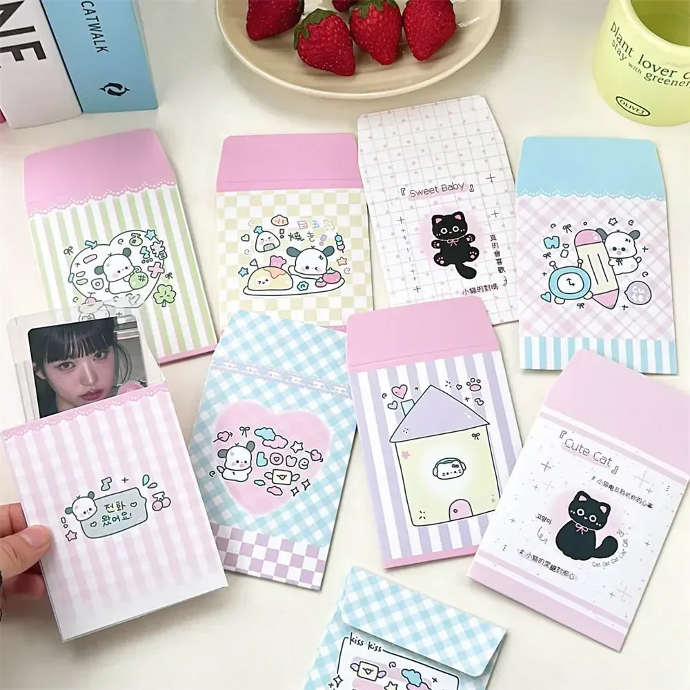 Imagem -02 - Coreano Ins Bonito Doce Cor Cartão Envelope Bolso de Papel Kawaii Kpop Ídolo 3-polegada Photocard Faça Você Mesmo Embalagem Decoração Bolsa Protetor 10 Peças