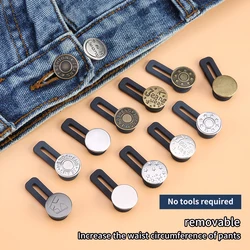 5/10pcs Metal Button Extender Perfect To Any Jeans Pants Free Sewing Retractable Jeans Waist Button Extended Buckles Fixing Kit