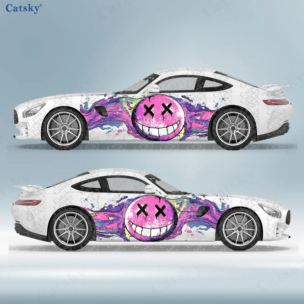 

2pcs X Smiley Face Graffiti Spray Splash Decal, Durable, Fade-Resistant, Easy to Install and Remove - Enhance your vehicles aest