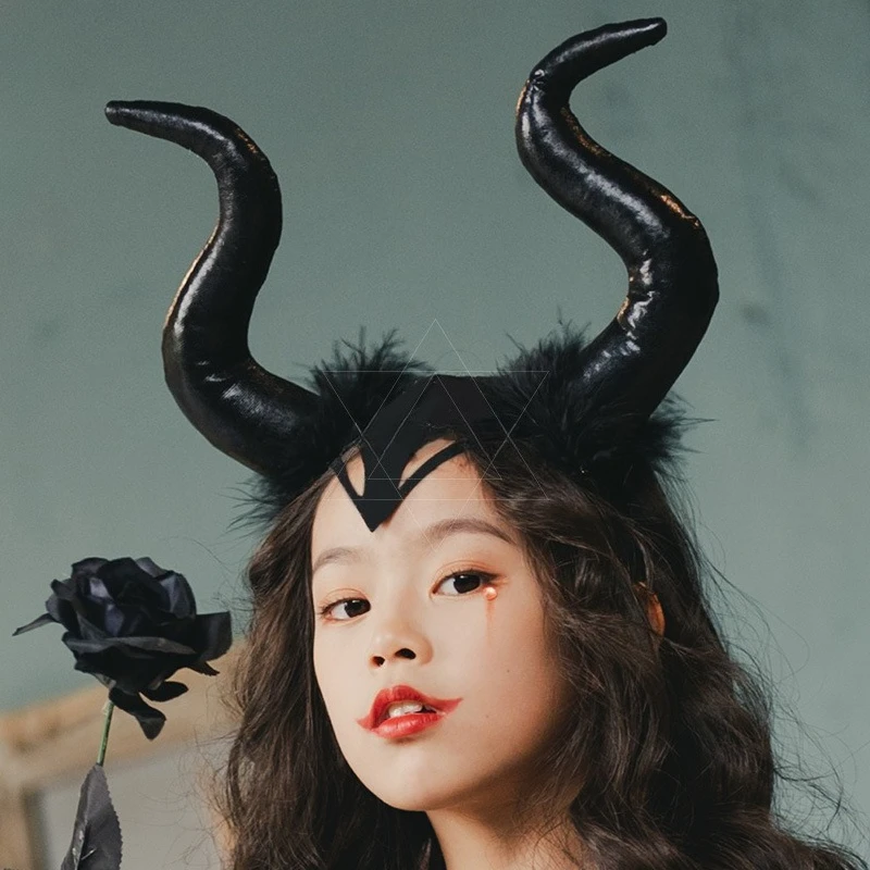 Halloween Children's Costumes Accessories Devil Horns Headwear Little Devil Witch Cosplay Costumes Props Cow Horns Black