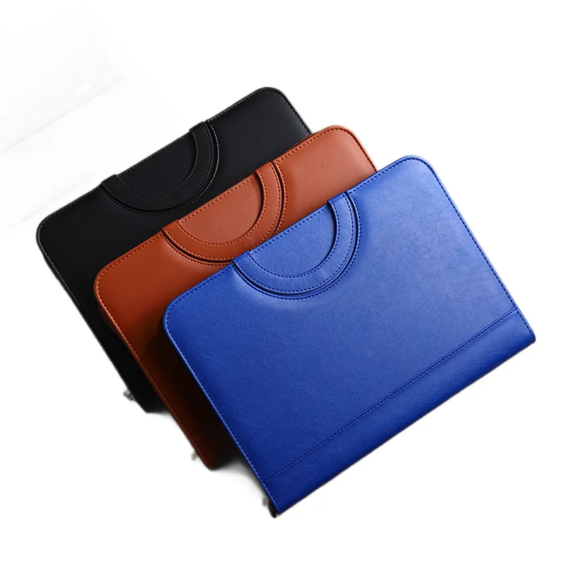 

A4 Zipper Handheld Briefcase Office Manager's Folder Loose Leaf Folder Business Multifunctional PU Folder Delivery Bag