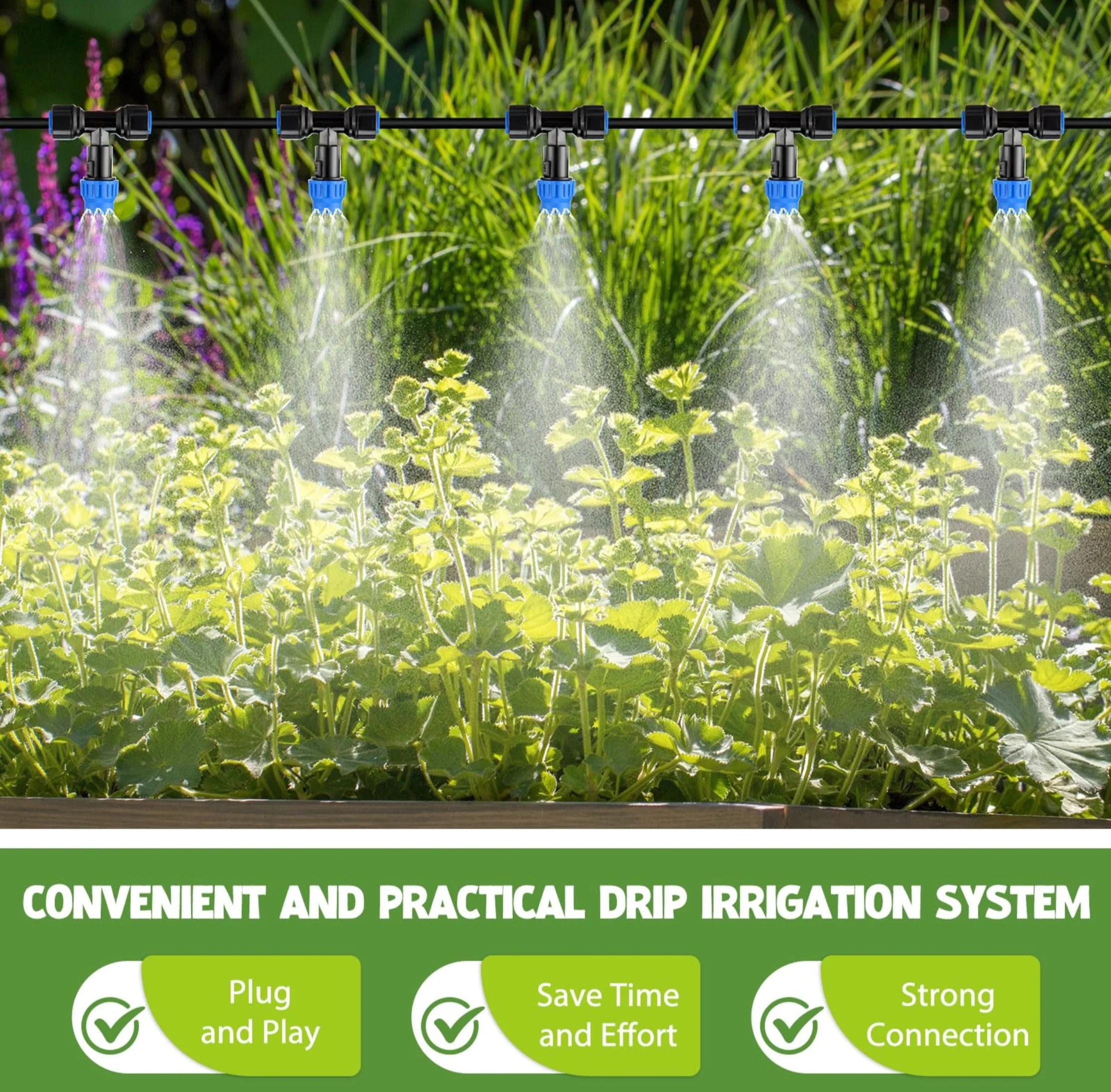 Quick Connector 18M 59ft Garden Watering System 1 4 Inch Blank Tubing Vegetable Greenhouse Mist Drip Irrigation Kit For Plant