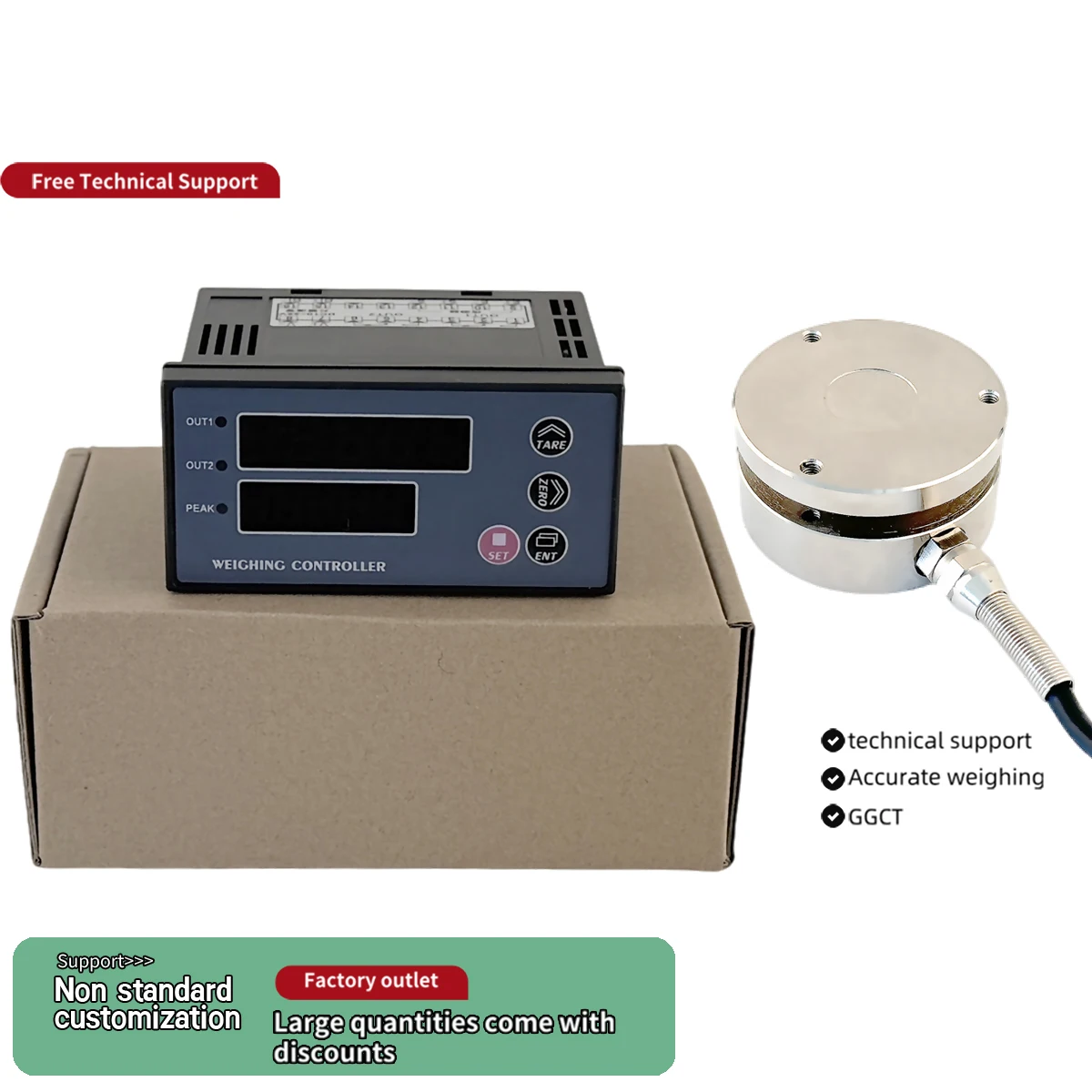 High Precision Weighing Controller with Load Cell Kit 2 Relay Output Digital Display for Force Pressure Measurement