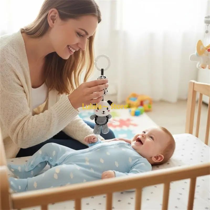 Y4QA Sensory Cribมือถือของเล่นสำหรับทารกSoft Plush Crib Mobile Rattleรถเข็นเด็กแขวนสัตว์Teether Soothingกิจกรรมของเล่น