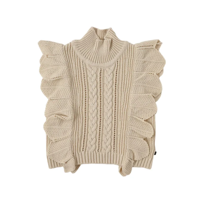 Presale الكورية الأطفال زي عالية الرقبة تريكو سترة للفتيات 2025 جديد الخريف الشتاء عيد الميلاد أبلى سترة البلوزات