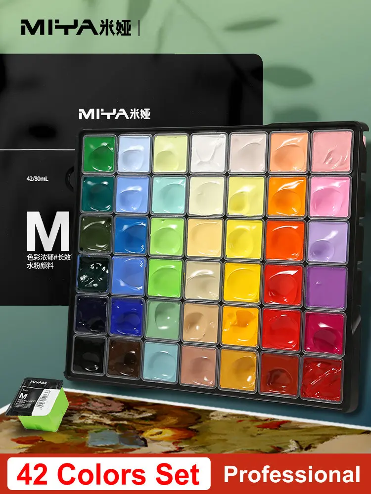 Miya Professional Gouache Paint Set, Pintura do Artista, Tintas Gelatinosas, 80ml/Cor, Suprimentos de Pintura, 42 Cores, Nova atualização