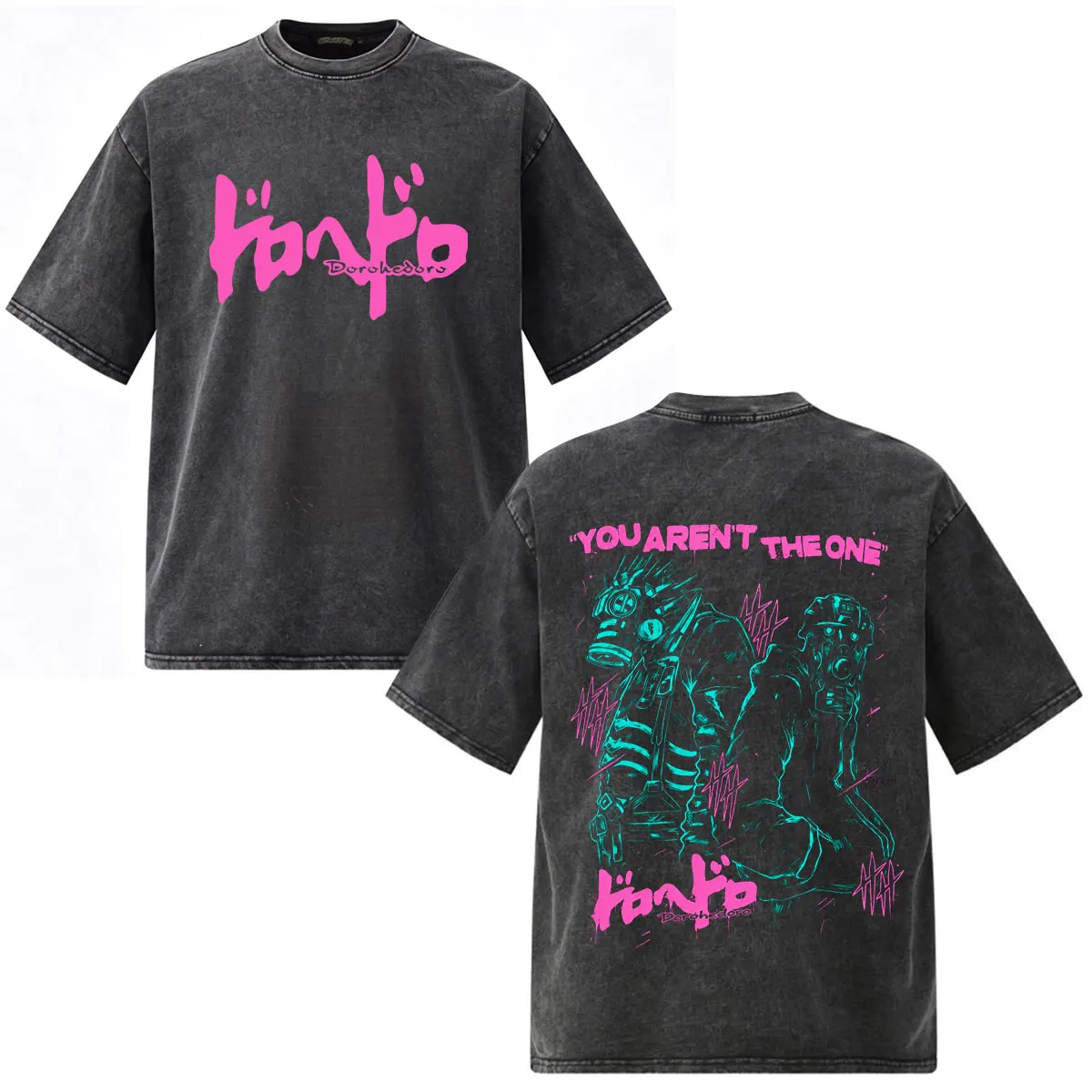 Camiseta Vintage Lavada de Anime Dorohedoro Kaiman You Arent The One, Ropa para Hombre y Mujer, Camisetas Casuales de Algodón Oversize a la Moda