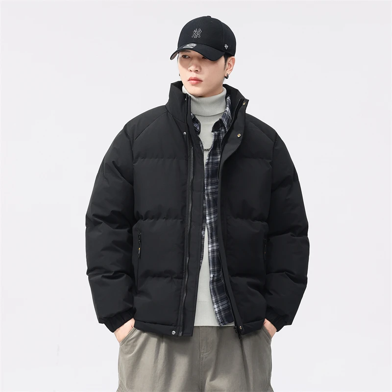 

Мужское повседневное утепленное пальто с воротником-стойкой, теплое пальто для хлеба, осень-зима, модная удобная хлопковая куртка стандартного кроя