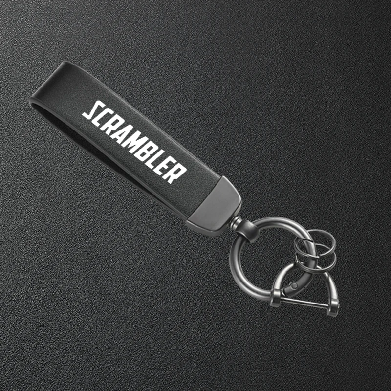 For Ducati Scrambler 400 800 1100 797 Motorcycle High-Grade Leather Keychain Metal Keyring Accessories
