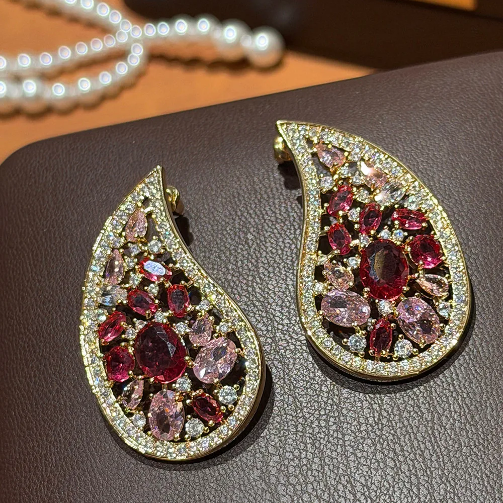 

Light Luxury Zircon Flower Stylish Elegant Fringed Earrings