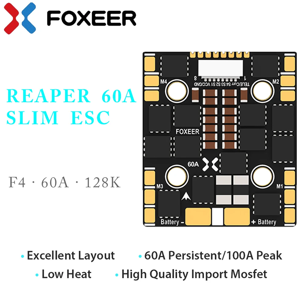 1pcs FOXEER Reaper Mini F4 BLHeli32 4IN1 60A ESC Flight Controller MultiShot Signal For FPV Freestyle Drone Quadcopter Toy