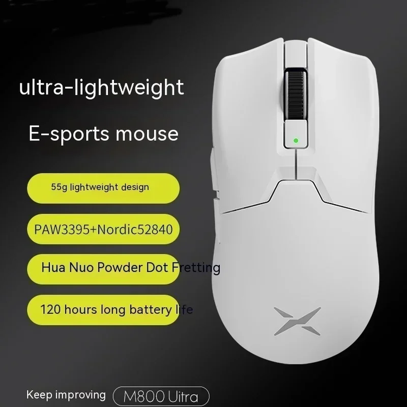 Delux M800 Ultra Gaming Mouse Wired Wireless 2.4g Bluetooth Three-mode Paw3395 Lightweight Design Ergonomic E-sports Office Mo