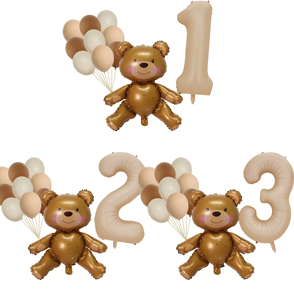 1pc Bear Balloon Vintage Cream/Caramel Balloon Set for Wedding Anniversary Kids Happy Birthday Party Decoration DIY Supplies