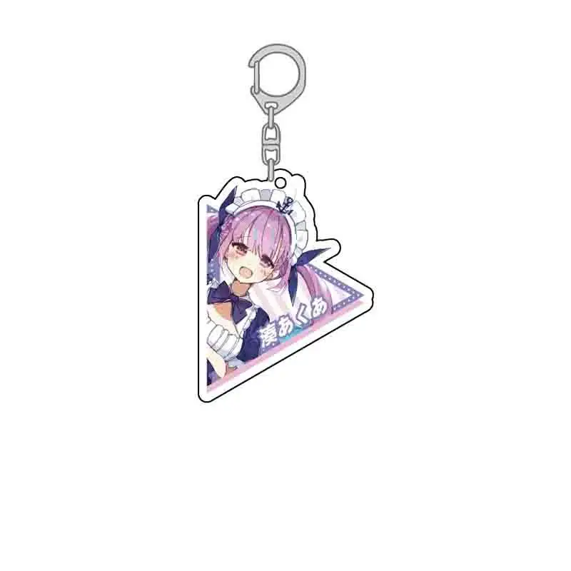 Anime HOLOLIVE VTuber Inugami Korone Houshou Marine Nakiri Ayame Uruha Pendant Acrylic Keychain Triangle Keyring Bag Charm Gift