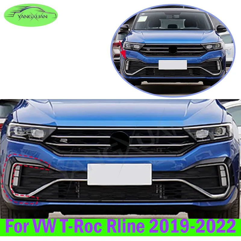 Car Front Bumper Grille Trim Strip For VW T-Roc Rline 2019-2022 Front Bumper Cover Decorative Strips