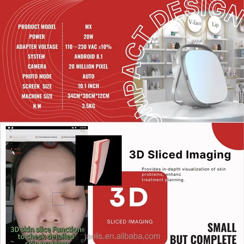 Analisador de pele personalizado, máquina de análise local, hd, digitalização facial, profissional, estética, sistema android, 24 lâmpadas de pele