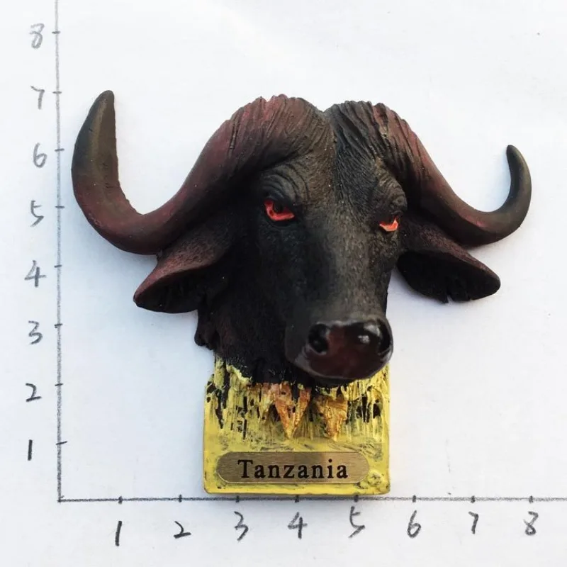 Tanzania Africa Creative 3D Magnetic Sticker Buffalo Head Refrigerator Travel Souvenir Collection