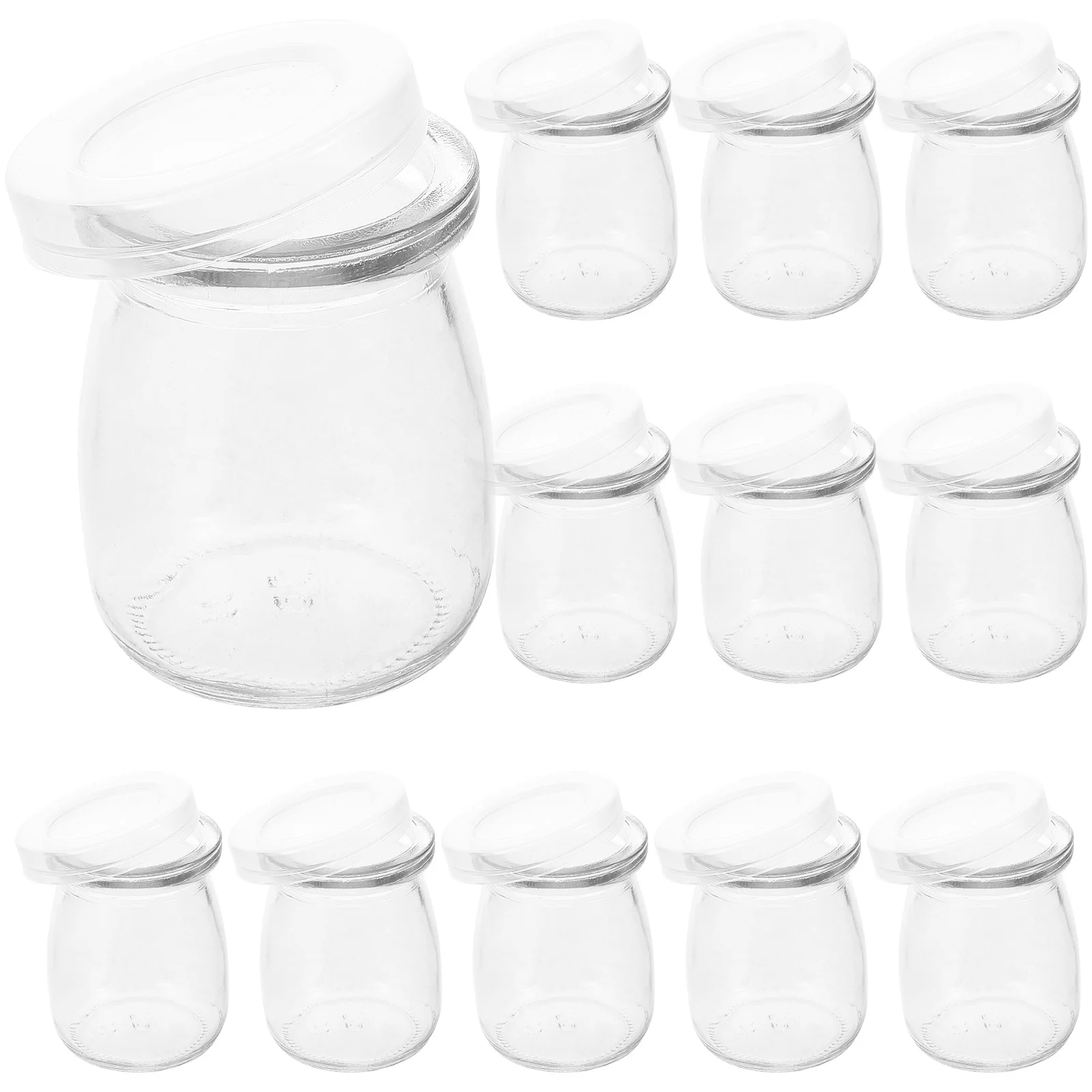 

12Pcs Yogurt Maker Glass Jars Clear Small Milk Bottles with Lids Reusable Pudding Containers for Parfaits and Drinks 100ml
