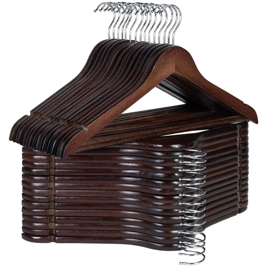 

Деревянные вешалки в упаковке, 30 шт., деревянные вешалки для гардероба, прочные вешалки для одежды для костюмов, рубашек, брюк, курток, цвет орех