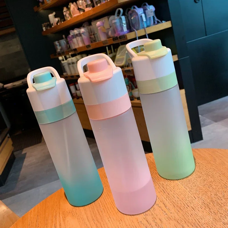 600ml frosted spray cup outdoor sports water bottle new cooling water supplement  Convenient bottle