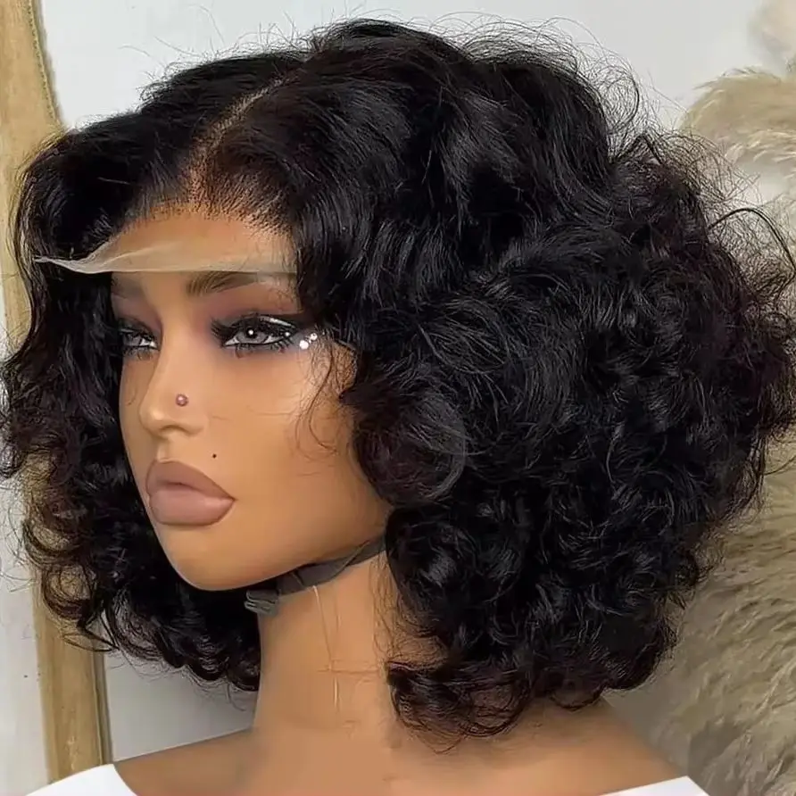 

Body Wave Short Bob 4x4 5x5 Glueless Lace Front Human Hair Wigs 13x4 13x6 HD Transparent Pre Plucked Lace Frontal Wigs For Women