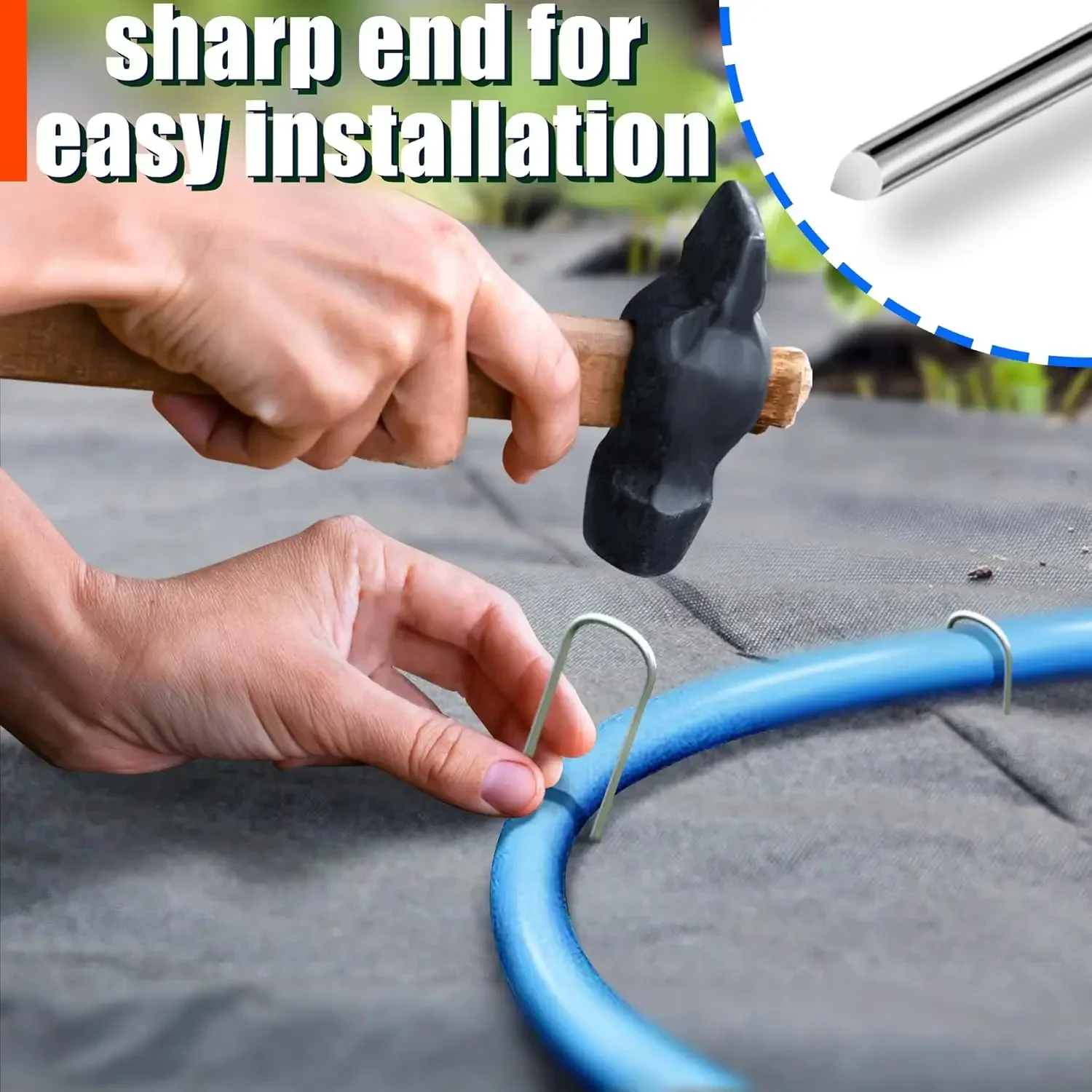 U-type Garden Staples Heavy-duty Fence Tubing Stakes Sod Pins Galvanized Landscape Spike for Holding Lawns Barrier Ground Nail