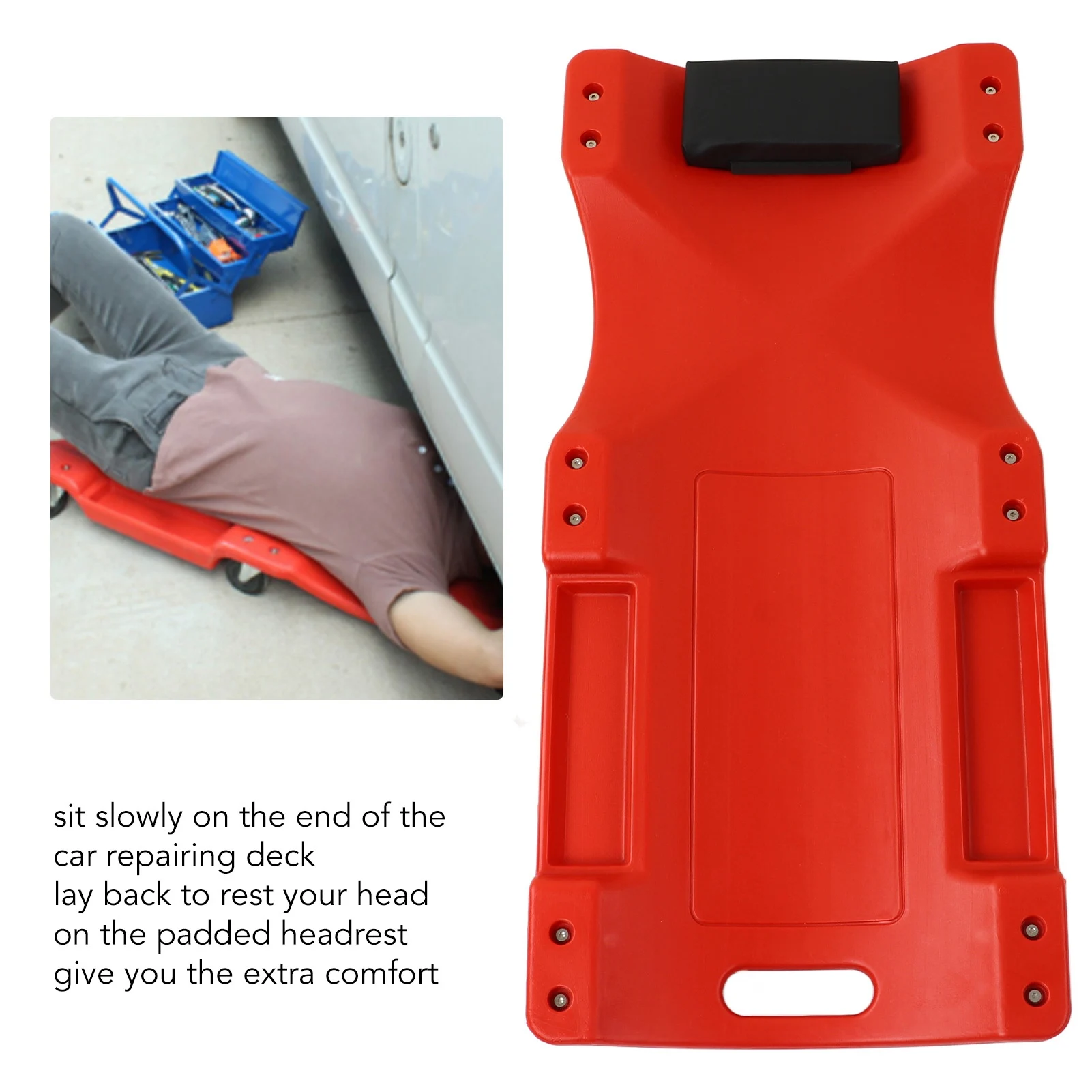 36in Auto Repair Lying Board Car Repairing Deck Bottom Chassis Repair Tools With Padded Headrest