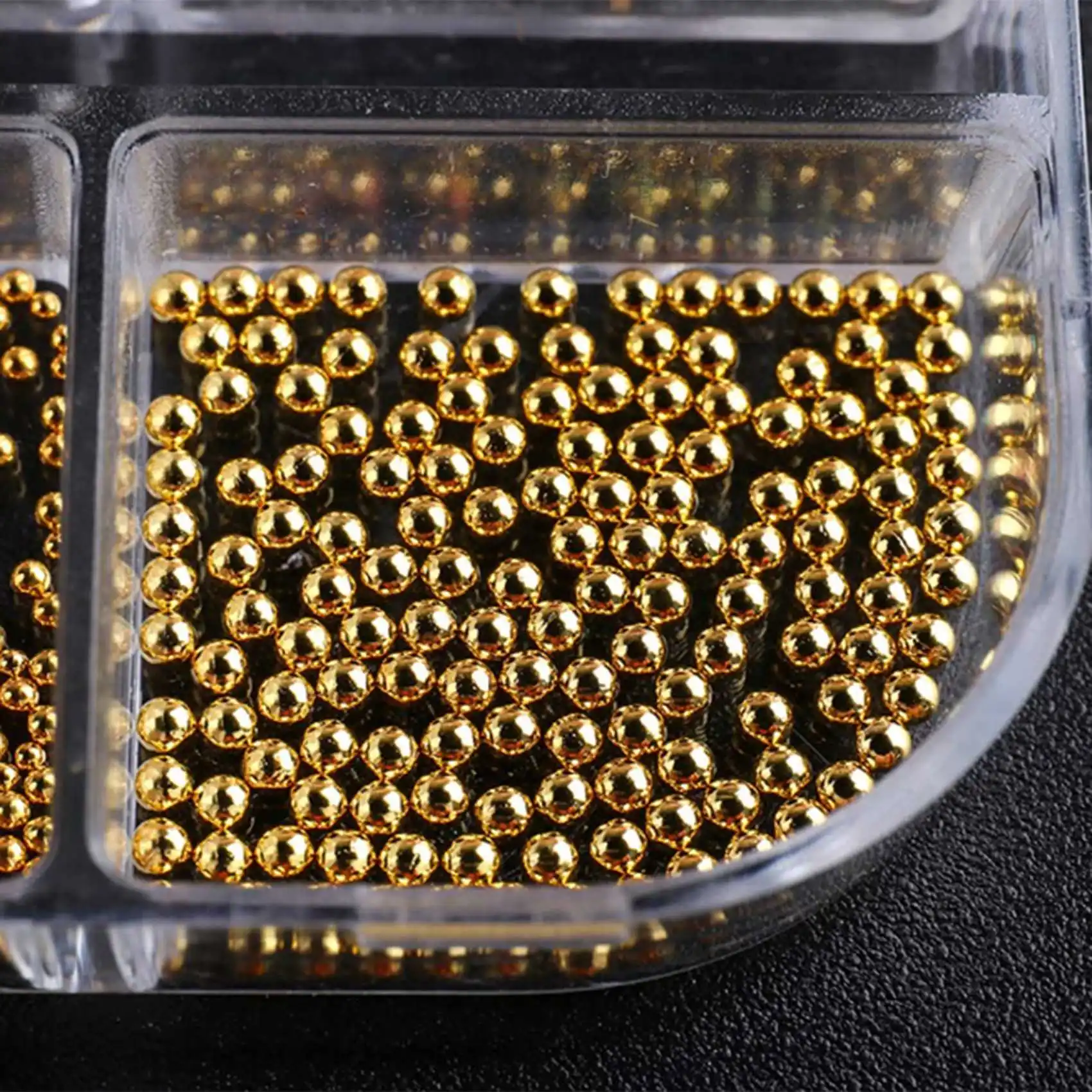 LECKL-1Box زينة اللؤلؤ مسمار سحر الأبيض جولة أجزاء الأظافر الذهب الصلب الخرز كرات مجوهرات مسمار الفن الملحقات