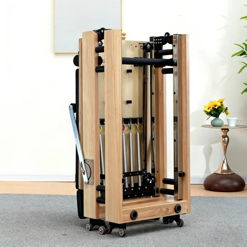 Solid Oak Maple Adjustable Foldable Pilates Shaping Bed Professional Training Home Yoga Exercise Fitness Equipment