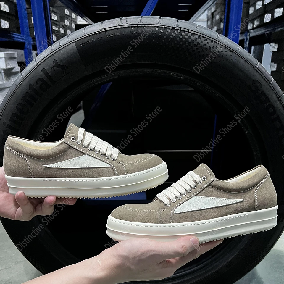 

Brand Low Top Men Sneakers Balck Canvas & White Suede Unisex Chunky Sole Leisure Retro Design RO Trendy Shoe Women's Casual Shoe