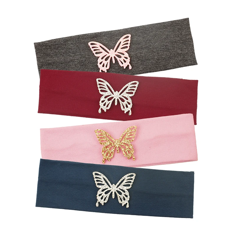 Baby Girls Butterfly Cotton Headbands Casual Fashion Soft Elastic Headwear Girls Kids Childs Hair Accessories Toddler Hair Bands