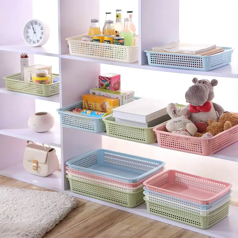 

Утолщенная пластиковая корзина для хранения из полипропилена, прямоугольный контейнер для разных предметов и документов, органайзер для дома