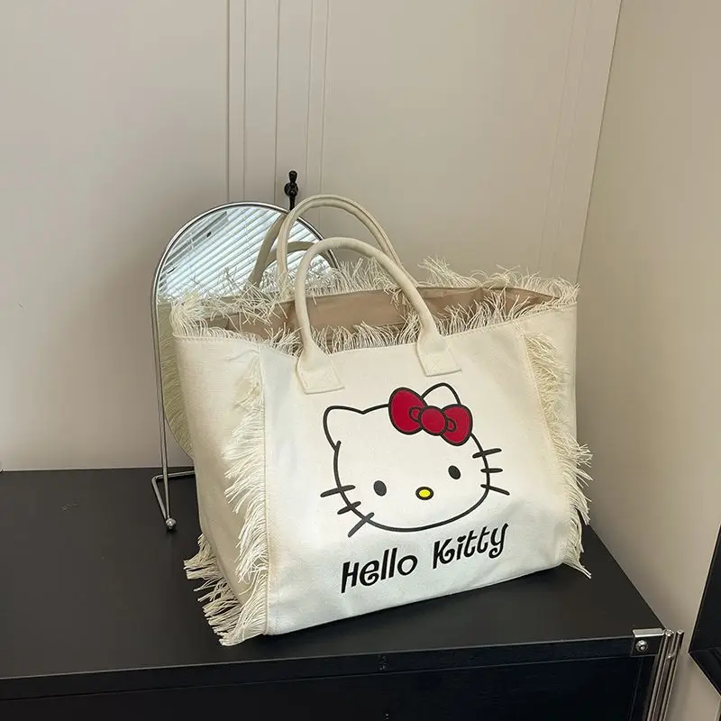 Hello Kitty Canvas Tas Nieuwe Enkele Schouder Handheld Mode Grote Capaciteit Draagtas Student Woon-werkverkeer Eenvoudig Voor Vrouwen Meisjes