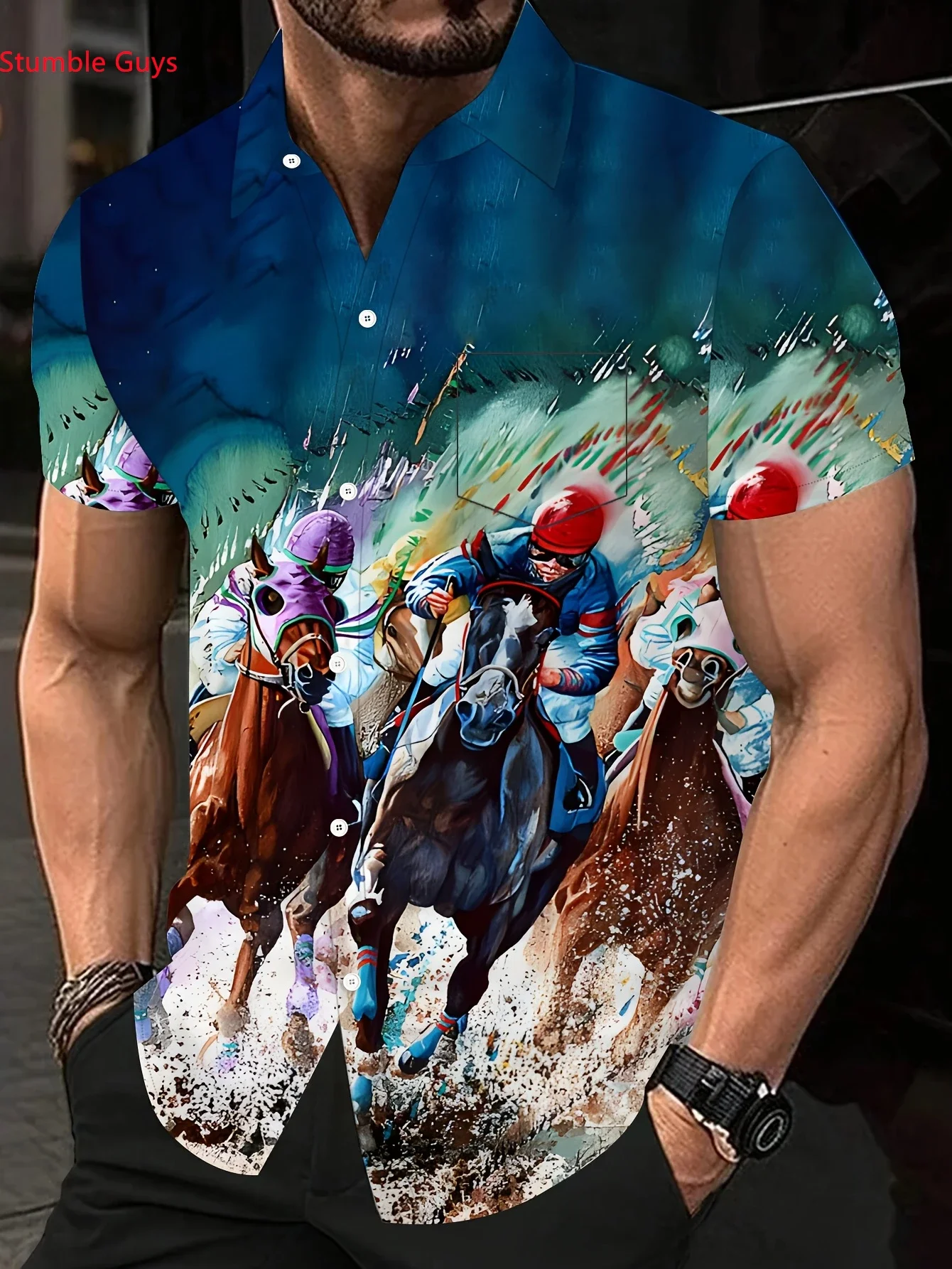 Summer High Street Streetwear Print Men's Hawaiian Shirt Man Short Sleeve Loose Casual Fashion Beach Party Wear