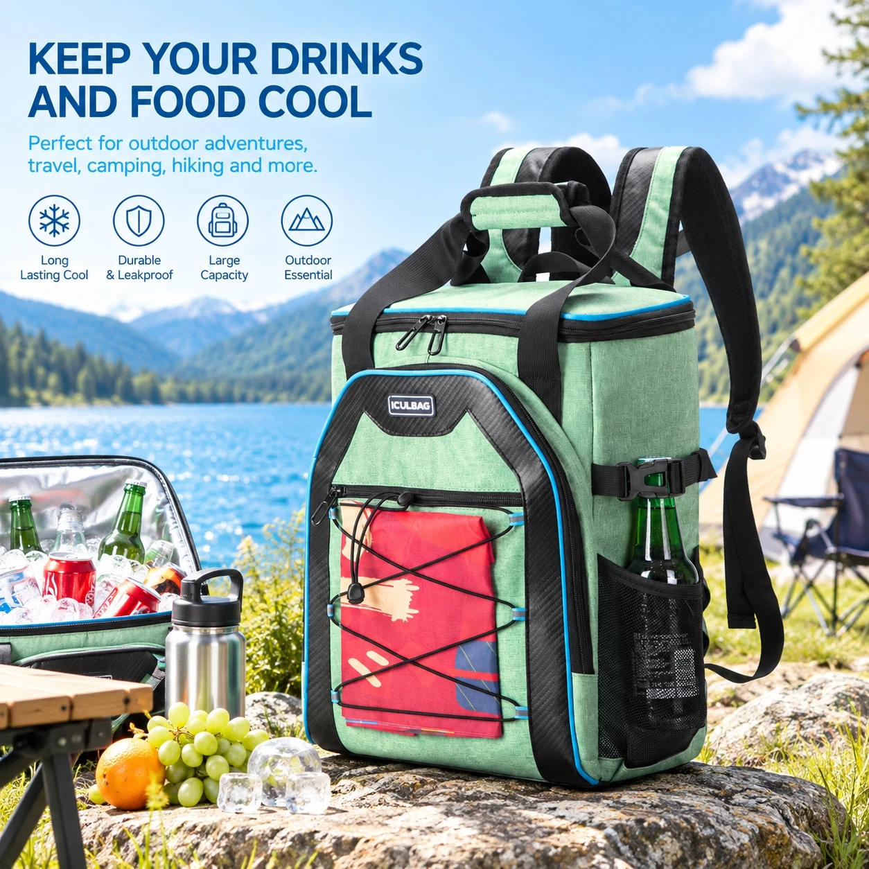 Iculbag Cooler Backpack Insulated Waterproof for Women Men 20L Backpack Coolers Insulated Leak Proof for Camping Hiking Beach