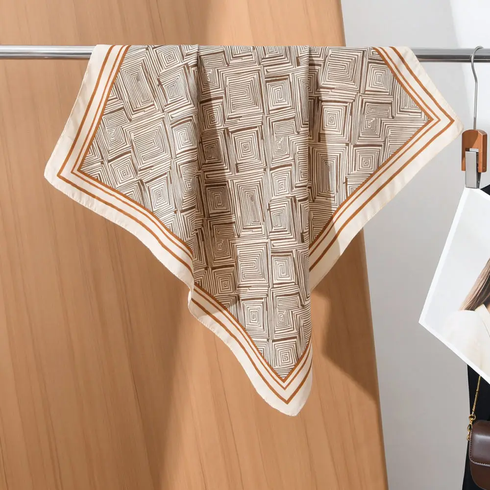 Minimalist Herringbone Square Scarf For Women Elegant Neck Wrap Fashion Business Style Soft Silk Feel Casual Chic Shawl