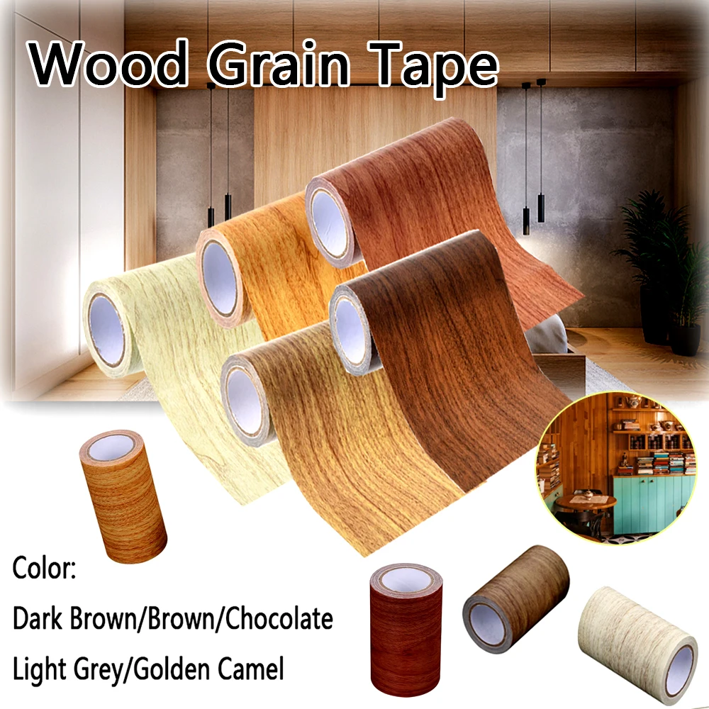 8x4.57m/Roll Realistic Woodgrain Repair Adhensive Duct Tape 5 Colors Imitation Wood Grain Tape DIY HomeDecor For Home Furniture