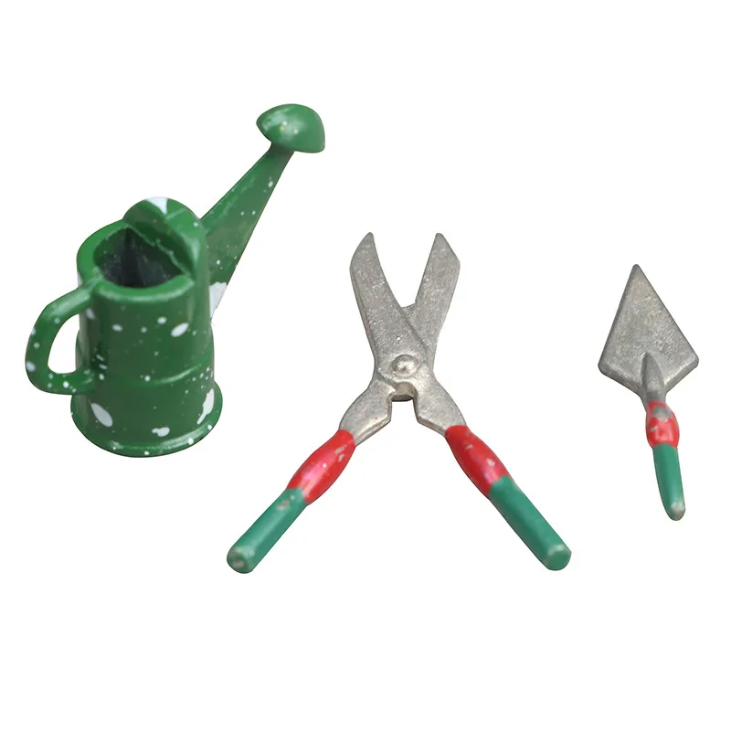 Maison de poupée Miniature 1:12, scène de jardin, ensembles d'outils de jardin, bouilloire à eau, tondeuse à fleurs, pelle en fer, accessoires pour maison de poupée