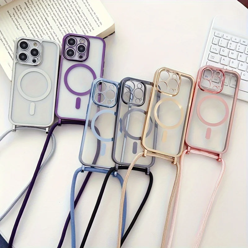 Elegant Cross Necklace Lanyard with Clear Phone Case, Designed for iPhone 17, 16E, 16, 15, 14, 13, 12 Pro Max and 11 Type iPhone