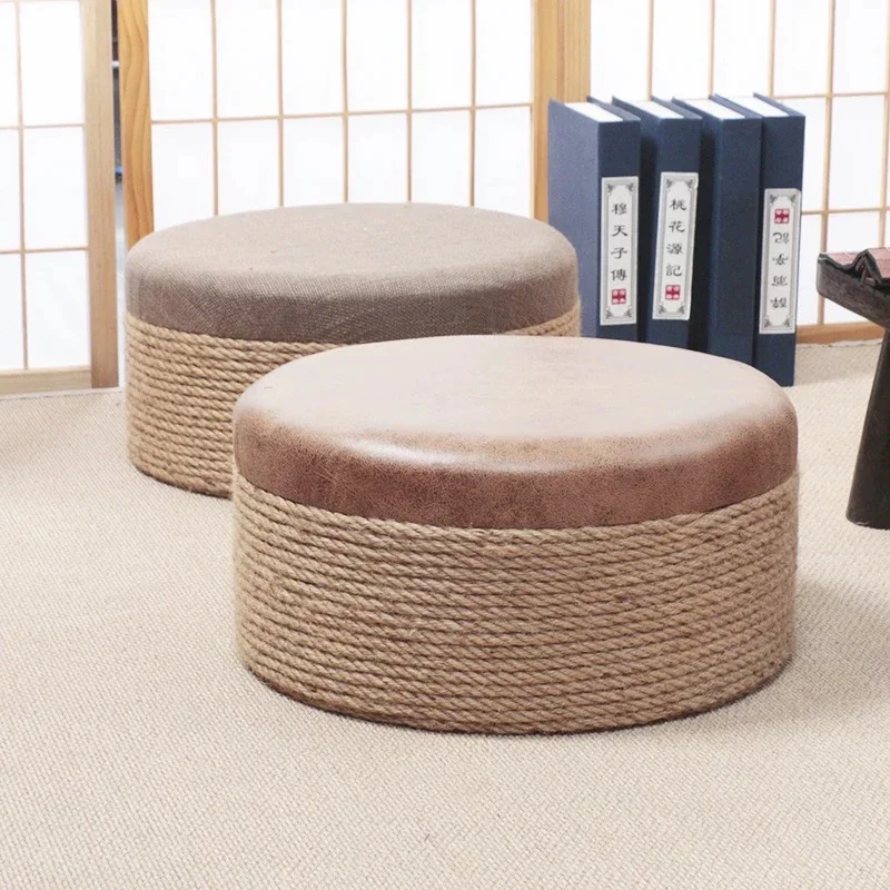 

Modern Furniture,Creative Tatami Chairs,Change Shoe Stool,Living Room Footstool,Hemp Rope Cushion Stool,Solid Wood Lounge Seats