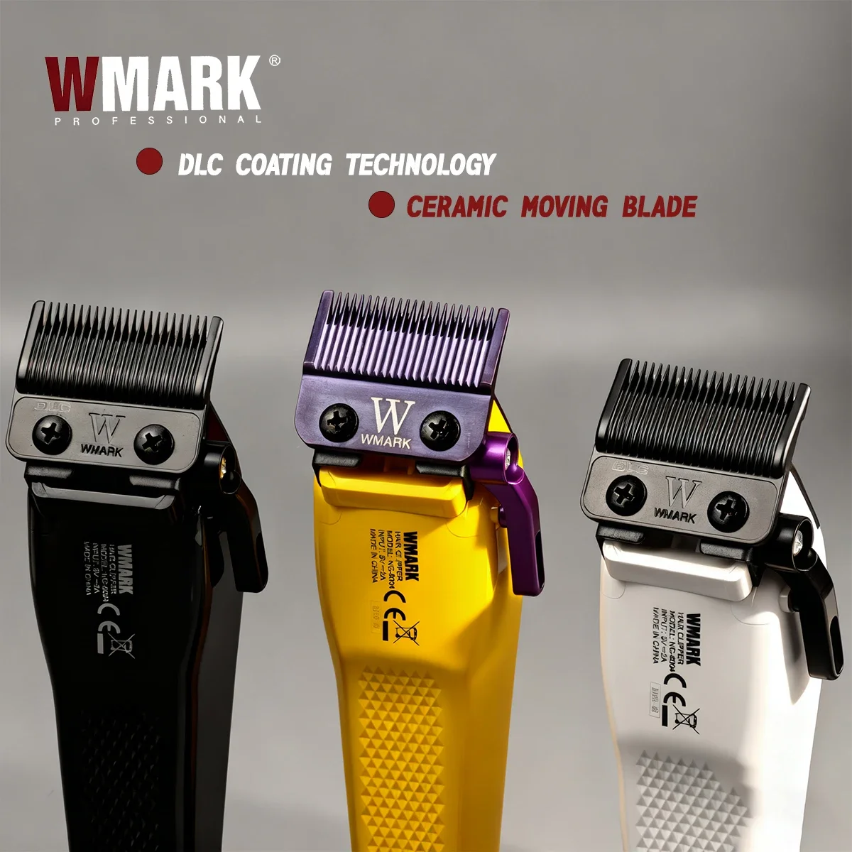 WMARK 8004 8204 Professional Electric Hair Clipper KIT Hair Trimmer Brushless Motor 9000RPM with Base DLC Blade Barber Machine