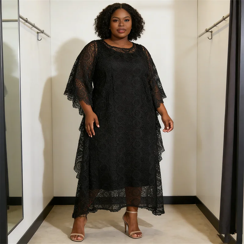 

African Traditional Lace Dress Africa Clothing Party Evening Gown Dubai Turkey Women Kaftan White Abaya Robe Ankara Dashiki 2PCS