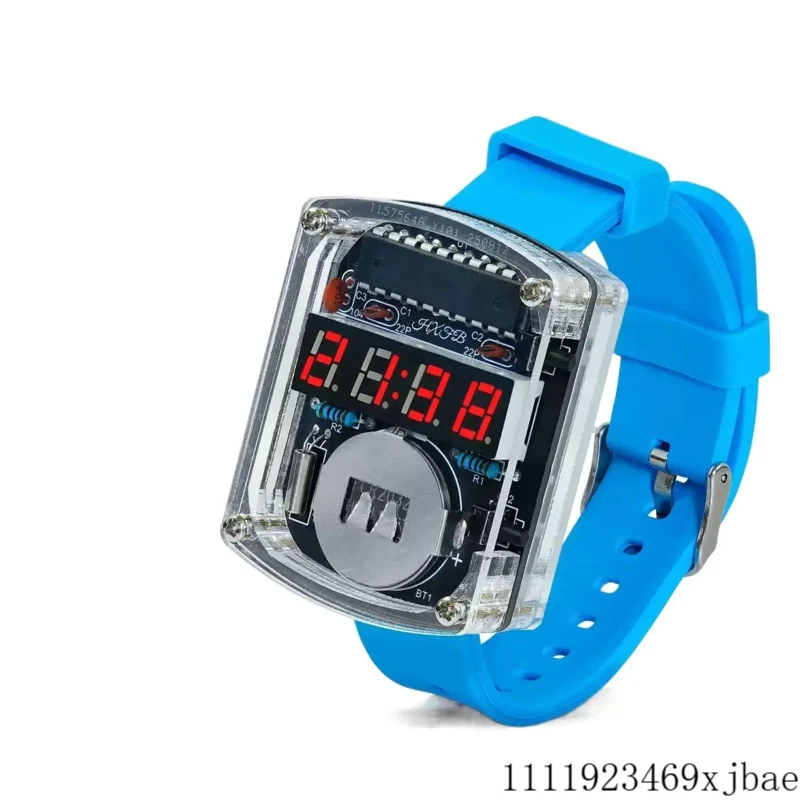 LED Watch Kit Transparent Creative Single-Chip Microcomputer Red Display Digital Tube Clock Accessory DIY Electronic Watch Kit