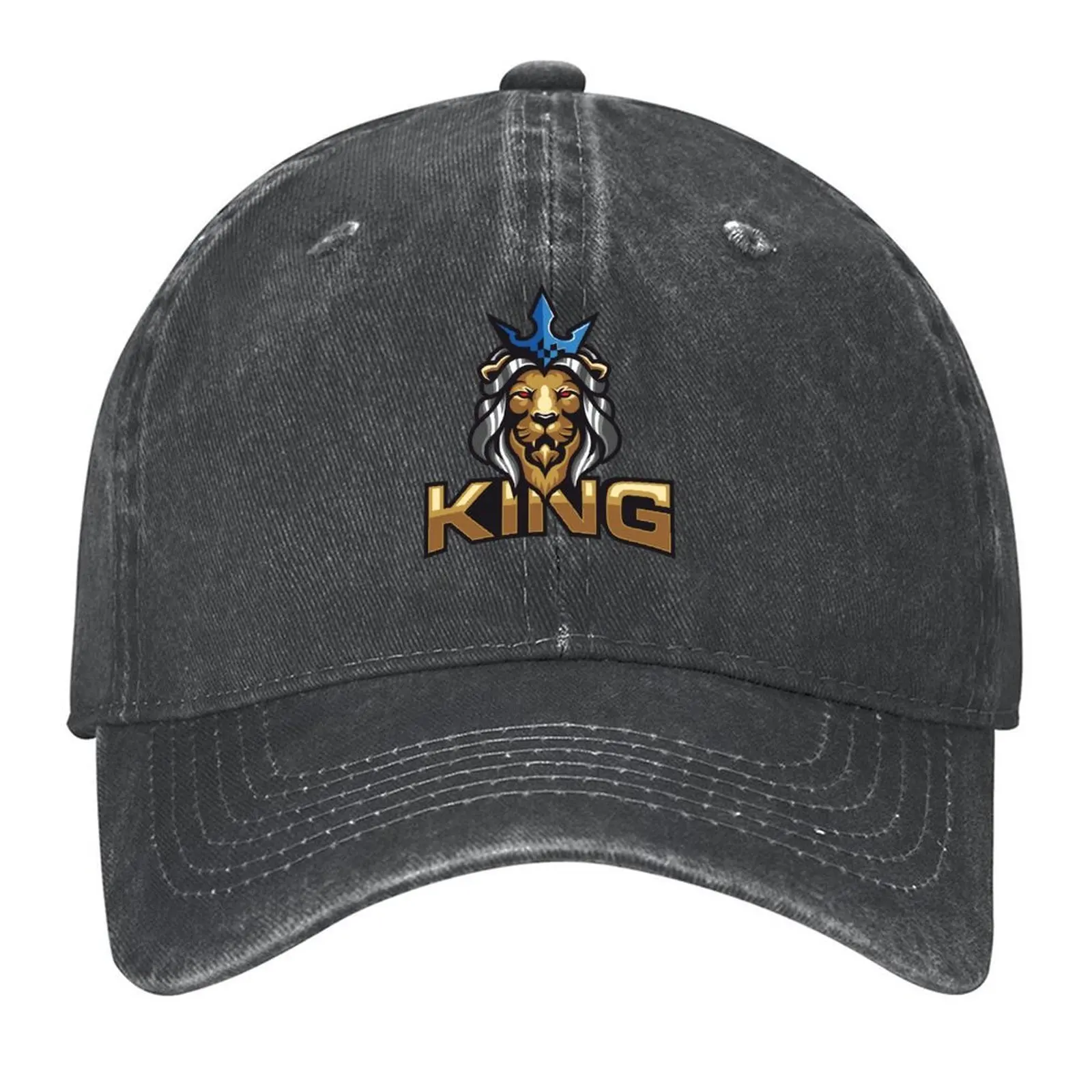 

Lion Head With Crown and Metal Hair with the word King Baseball Cap Golf Hat Beach tactical cap For Men Women's