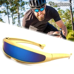 Y2K Electroplate Mirrored Lens Visor Sunglasses Laser Eyewaer Futuristic Narrow Cyclops Glasses UV400 Running Cycling Sunglasses